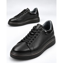 Frank Valentia FV009 Hakiki Deri Erkek Sneaker Siyah Günlük Klasik Ayakkabı