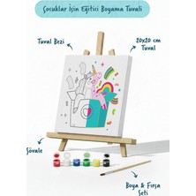 Tabdiko Unicorn Sürpriz Kutusu Çocuk Boyama Tuvali – Şövaleli Eğitici Boyama Seti 20X20 cm