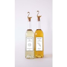 aklow akyoleticaret Altın Kuğu Akıtmaz Tıpalı Dibi Çukur Şeffaf Cam Şişe 2'li 750 ml Yağdanlık
