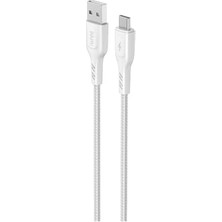 aklow akyoleticaret Usb-A - Type-C 2A Şarj ve Veri Kablosu, Örgü Tasarım, 1 Metre, Beyaz