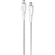 aklow akyoleticaret 60W Hızlı Şarj Destekli Type-C To Type-C Şarj ve Data Aktarım Kablosu, 1 Metre, Beyaz