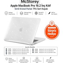 aklow akyoleticaret MacBook Pro 16.2 Inç Kılıf A2485 A2780 A2991 A3403 A3186 A3428 A3429 Uyumlu Simli Kristal Parlak Siyah Hard Case Şeffaf Sert Kapak Ince Koruyucu