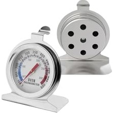 aklow akyoleticaret Fırın Içi Termometre; 0-300°C, Çelik Gövde, Hassas Isı Kontrolü, Gri, Analog Gösterge, Gıda Teması Onaylı