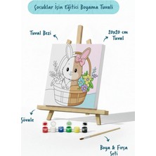 Tabdiko Sepette Tavşan Temalı Çocuk Boyama Tuvali – Şövaleli Eğitici Boyama Seti 20X20 cm
