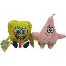 Şanal 20 cm Boyutunda 2 Adet Peluş Karakter, Sevimli Tasarımlı Sünger Bob ve Patrick