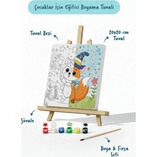 Tabdiko Sihirbaz Tilki Temalı Çocuk Boyama Tuvali – Şövaleli Eğitici Boyama Seti 20X20 cm