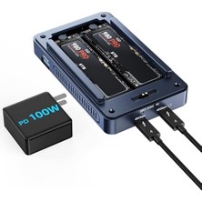 aklow akyoleticaret 40GBPS M.2 Nvme SSD Muhafaza, Soğutma Fanı, Thunderbolt 4/3/usb 4.0 Uyumlu, B+M M-Key, M1/m2/windows Için 2 Usbc 40GBPS