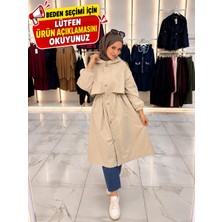 Esra Butik 🧥 Kadın Kapüşonlu Bel Büzgülü Büyük Beden Parka Mont