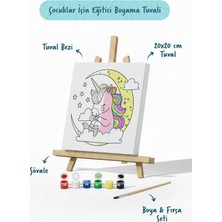 Tabdiko Unicorn Figürlü Çocuk Boyama Tuvali – Şövaleli Boya Seti 20X20