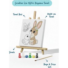 Tabdiko Sevimli Tavşan Temalı Çocuk Boyama Tuvali – Şövaleli Eğitici Boyama Seti 20X20 cm