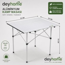 aklow akyoleticaret Katlanabilir Alüminyum Kamp Masası 70X70X70 cm Gümüş