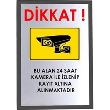 aklow akyoleticaret Kamera Kayıt ve Izlenme Uyarı Levhası, Gümüş Metal, Yapışkanlı, 14X20 cm