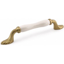 Şanal Estina Porselen Mat Altın Kulp 128 mm 12.8 cm Mobilya Çekmece Dolabı Dolap Kapak Kulplar Kulb Kulpu