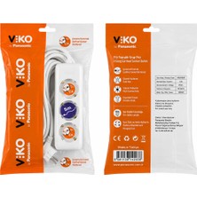 Viko by Panasonic 3’lü Topraklı Grup Priz 5 Metre Çocuk Korumalı Beyaz