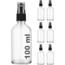 aklow akyoleticaret 6 Adet 100 ml Şeffaf Cam Şişe, Siyah Sprey ve Plastik Kapaklı