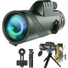 aklow akyoleticaret 80X100 Monoküler Dürbün, 52 mm Objektif Lens, 10 Km Görüş, Gece Görüşü, Tripod, Telefon Tutucu ve Çanta