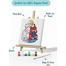 Tabdiko Süper Anne Temalı Boyama Tuvali Şövaleli Boya Seti 20X20 cm