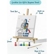 Tabdiko Anneler Günü Kutlu Olsun Yazılı Eğitici Boyama Tuvali Şövaleli Boya Seti 20X20 cm