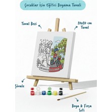 Tabdiko Her Zaman En Güçlü Annem Yazılı Eğitici Boyama Tuvali Şövaleli Boya Seti 20X20 cm
