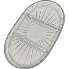 aklow akyoleticaret 3 Bölmeli Dayanıklı Cam Kahvaltılık Servis Tabağı, 27X15 Cm, Çizgili Desen, Meze ve Atıştırmalık Tabağı
