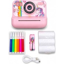 aklow akyoleticaret Çocuklar Için Mini Dijital Fotoğraf Makinesi Termal Çıktı Alan Pembe | 2.4 Inç IPS Ekran, Mp3 Oynatıcı, Anında Baskı, Oyun ve Video, 3 Yaş ve Üzeri