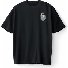 Bumeta Sevimli Pug Köpek Baskılı Oversize Unisex Tişört T-Shirt