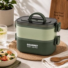 aklow akyoleticaret 2 Katlı Yemek Termosu, Sızdırmaz Beslenme Kabı, Bölmeli Yemek Saklama Kabı, Yeşil Taşınabilir Lunch Box
