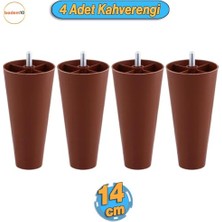aklow akyoleticaret 4 Adet Düz Plastik Ayak 14 cm Mobilya Sehpa Kanepe Tv Ünitesi Koltuk Ayağı Baza Ayakları Kahverengi