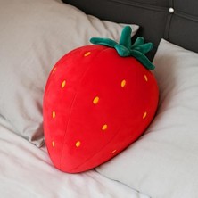aklow akyoleticaret 33 cm Kırmızı Çilek Figürlü Puffy Kırlent Yastık