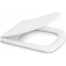 aklow akyoleticaret Kare Slim Ultra Ince Yavaş Kapanan Klozet Kapağı, Soft Close, Kaymaz Tabanlı, Dayanıklı Durolast Malzeme, Kolay Montajlı, Universal Uyumlu