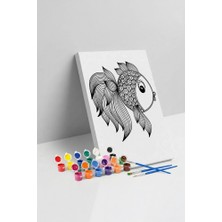 Tabdiko Balık Desenli Mandala Tuval Boyama Seti 40X50 cm