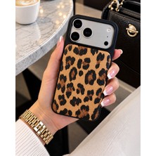 Kılıf House Iphone Uyumlu Yumuşak Puf Deri Dokulu Leopar Desenli Kılıf