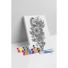 Tabdiko Çiçek Şal Desenli Mandala Tuval Boyama Seti 40X50 cm
