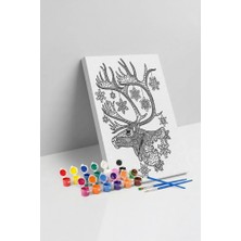 Tabdiko Geyik Desenli Mandala Tuval Boyama Seti 40X50 cm