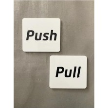 aklow akyoleticaret Beyaz Minimal Seri Push; Pull (Itiniz, Çekiniz) Kendinden Yapışkanlı Kapı Uyarı Levhası