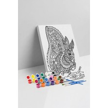 Tabdiko Sincap Desenli Mandala Tuval Boyama Seti 40X50 cm
