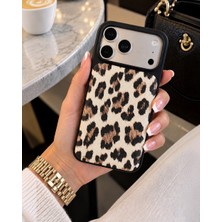 Kılıf House Iphone Uyumlu Yumuşak Puf Deri Dokulu Leopar Desenli Kılıf