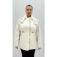 AlanyaXXL Büyük Beden Cepli Fermuarlı Düğmeli Bagcık Detaylı Oversize Kadın Mont
