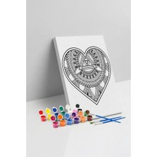 Tabdiko Kalp Desenli Mandala Tuval Boyama Seti 40X50 cm