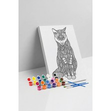 Tabdiko Kedi Desenli Mandala Tuval Boyama Seti 40X50 cm