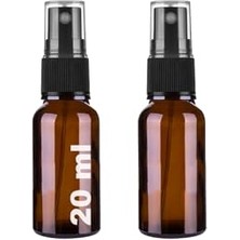aklow akyoleticaret 20 ml Kapaklı Sprey Şişesi 20 cc Fısfıs Kolonya Dezenfektan Cam Şişe 2 Adet (Amber Şişe, Siyah Sprey, 20 Ml)