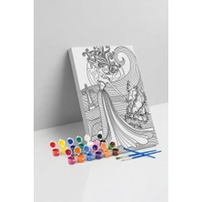 Tabdiko Gotik Prenses Desenli Mandala Tuval Boyama Seti 40X50 cm
