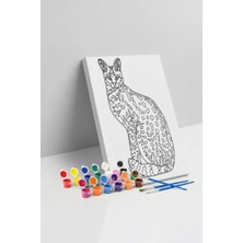 Tabdiko Serval Desenli Mandala Tuval Boyama Seti 40X50 cm