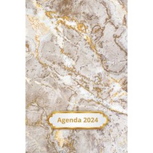 aklow akyoleticaret Agenda De Poche Effet Marbre: Format A6 10/15 Cm; Marbre Couleur Doré Et Beige, Agenda Journalier 2024
