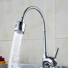 aklow akyoleticaret Oynar Başlıklı Esnek Boru Çift Fonksiyonlu Mutfak Başlığ Krom Renk