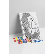 Tabdiko Kadın Portresi Desenli Mandala Tuval Boyama Seti 40X50 cm