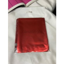 aklow akyoleticaret 50 Adet Kırmızı Metalize Hediye Poşeti 11X12 Cm, Kendinden Yapışkanlı Bantlı Lüks Ambalaj Poşeti
