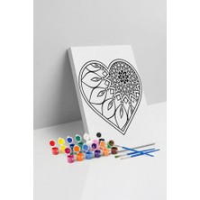 Tabdiko Yapraklı Kalp Desenli Mandala Tuval Boyama Seti 40X50 cm