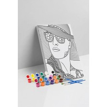 Tabdiko Gözlüklü Kadın Desenli Mandala Tuval Boyama Seti 40X50 cm