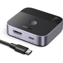 Şanal Ugreen AW503 Usb-C + HDMI 2 Giriş 1 Çıkış Switch, 4K 60Hz, 55452